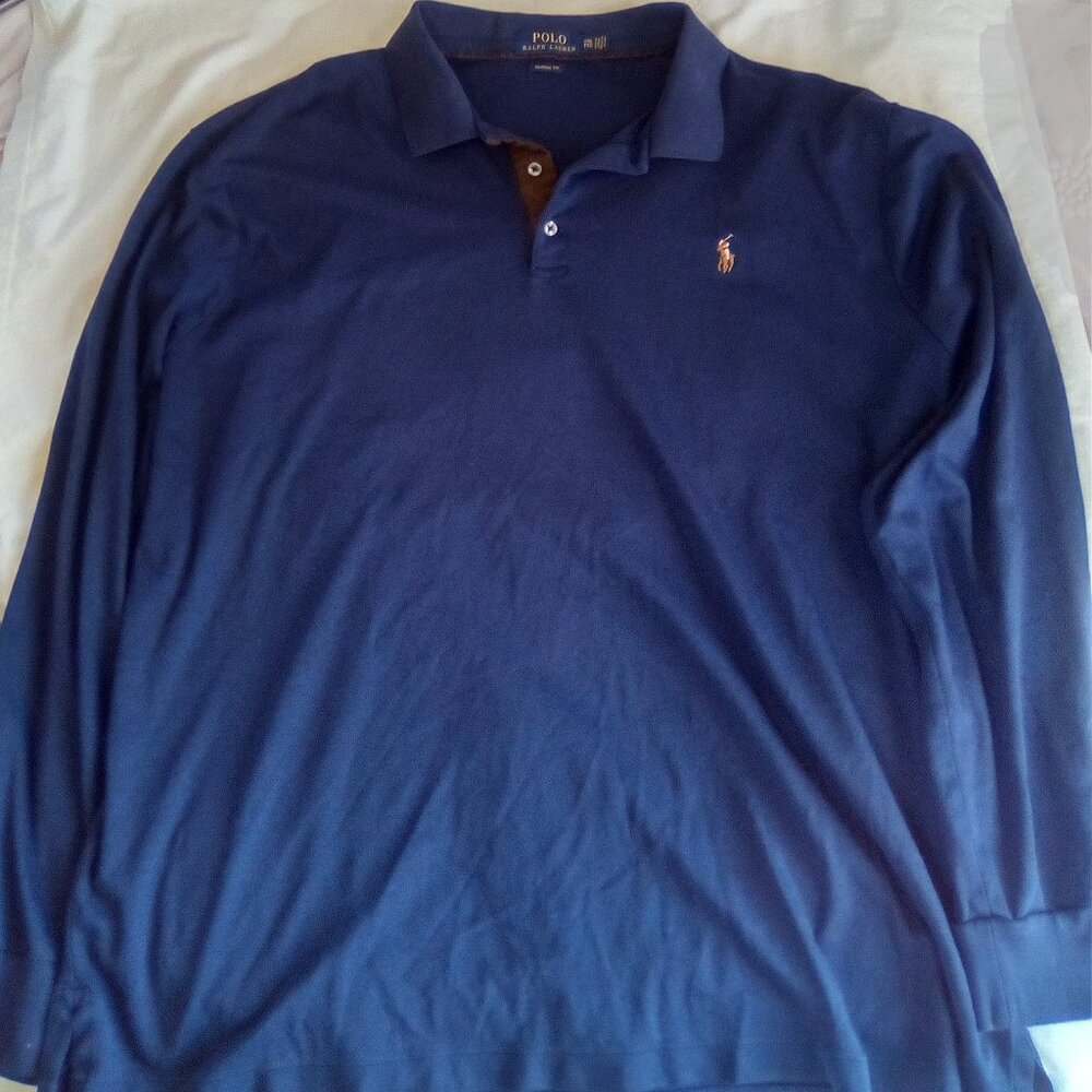 POLO RALPH LAUREN Men s Long Sleeve Blue Shirt Pony Size XXLT